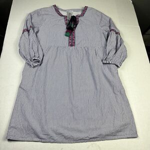 Tommy Bahama Womens Salina Poplin Shirt Dress Striped Embroidered Preppy SMALL